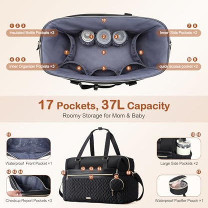 Lekesky Diaper Bag Tote, Large Diaper Bags Waterproof