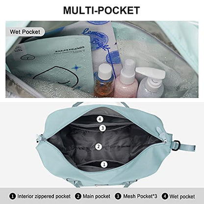 Travel Duffel Bag, Carry On Overnight Weekender Bags for Women - color: A1-Turquoise, size: Large