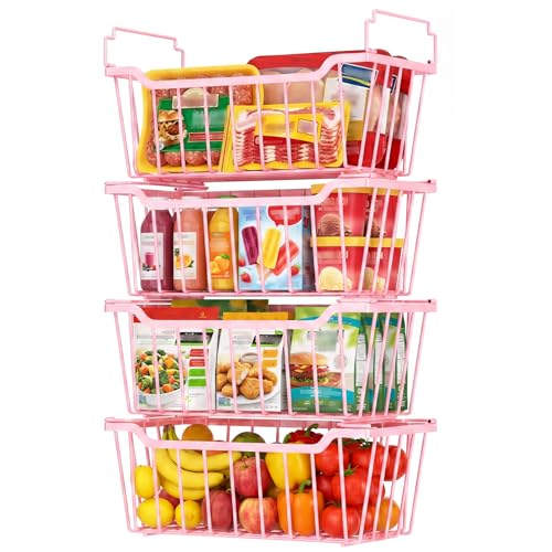 Goovilla Freezer Organizer Bins for 5-7 Cu.FT Chest Freezer, 4 Pack Pink - color: Pink