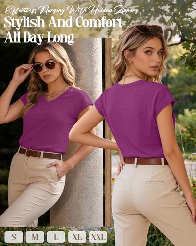 Women's Nursing Shirts - color: Burgundy, size: Small