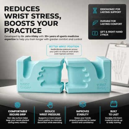 WRISTBuddy® Yoga Blocks 2 Pack, High Density Non-Slip, Hand-Shaped Design - color: Aqua