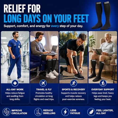 SB SOX 3-Pair Compression Socks (15-20mmHg) - color: 01 – Solid Black, size: XXL