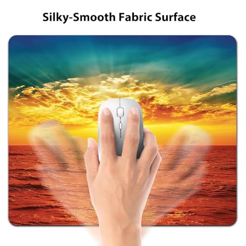 Gold Ocean Sunset View Mouse Pad, Majestic Nature Sea Waves Scene Desk Mat - color: Custom Designs Art 013