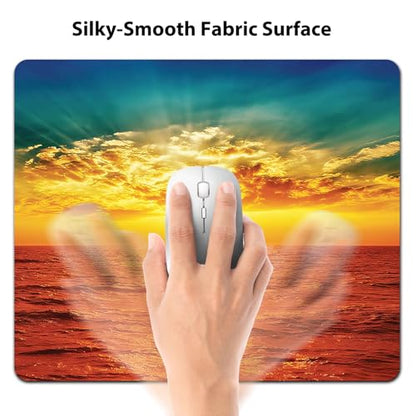 Gold Ocean Sunset View Mouse Pad, Majestic Nature Sea Waves Scene Desk Mat - color: Custom Designs Art 013
