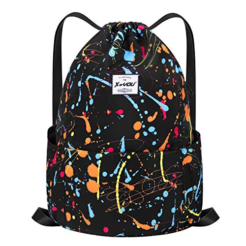 XEYOU Drawstring Backpack Bag Sport Gym Sackpack Beach Cinch Bag - color: Color Graffiti Pattern