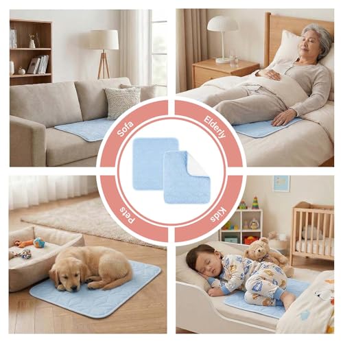 2 Pack Quilted Waterproof Pads for Bed Washable 34x36 Inch Blue - color: Blue, size: 34"x36"