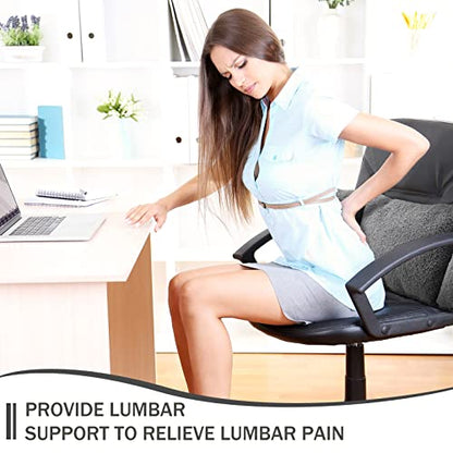 Queekay Fleece Lumbar Support Pillow 3 Section for Office Chair, Gray - color: Gray