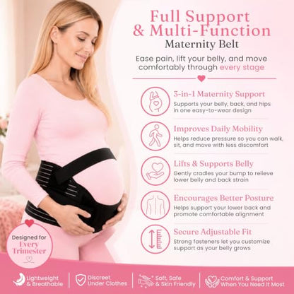 Vive Pregnancy Belly Support Band for Women - Maternity Belt - Cozy Brace - size: Medium