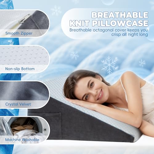 WOLKI 12 Inch Cooling Wedge Pillow for Sleeping & After Surgery Recovery - size: 12" Height