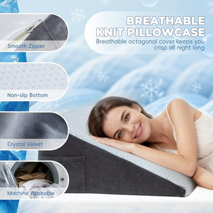 WOLKI 12 Inch Cooling Wedge Pillow for Sleeping & After Surgery Recovery - size: 12" Height