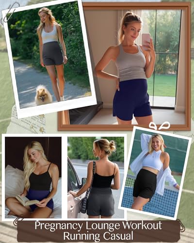 3 Pack Women's Maternity Shorts - color: Black, Dark Grey, Navy Blue, size: X-Large