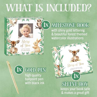 Baby Memory Book Keepsake, Deluxe Edition, First 5 Years, Includes Gold Pen