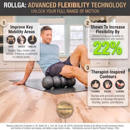 Rollga - High Density Foam Roller for Exercise & Back Pain, 18 inches - color: Blue