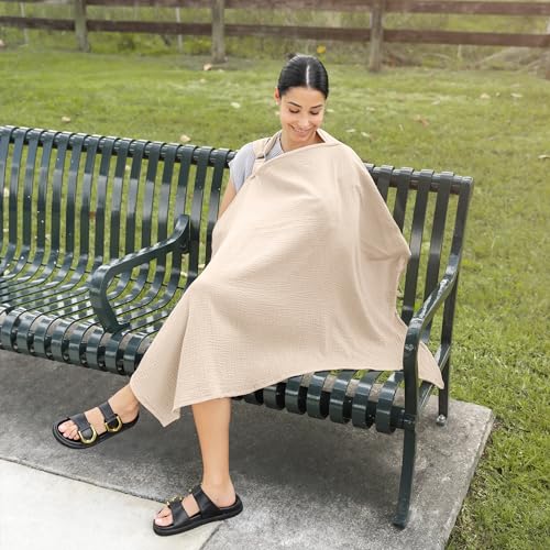 Comfy Cubs Muslin Nursing Cover - 100% Muslin Breastfeeding Cover Sand - color: Sand
