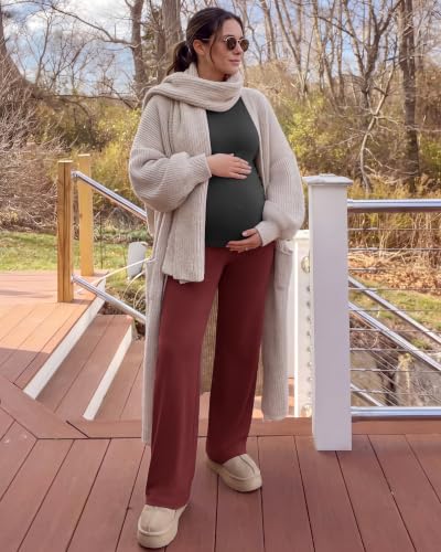 G4Free EverGoing Maternity Pants Over the Belly Pregnancy Work Trousers - color: Dark Burgundy, size: X-Small
