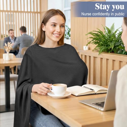 Basumee Nursing Cover for Breastfeeding Breathable Mesh 360 Full Privacy - color: Black, size: 1 Pack
