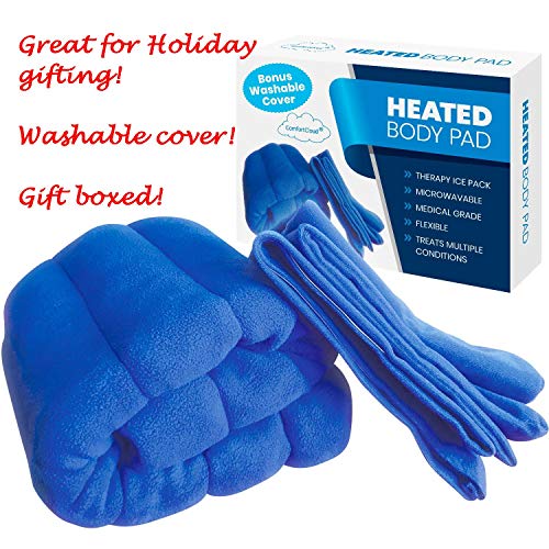 XL Microwavable Heating Pad with Cover Releases Moist Heat for Back Pain - color: Blue