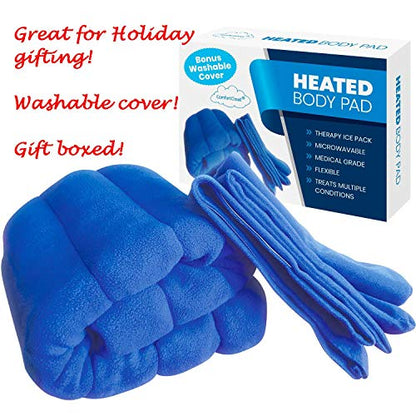 XL Microwavable Heating Pad with Cover Releases Moist Heat for Back Pain - color: Blue