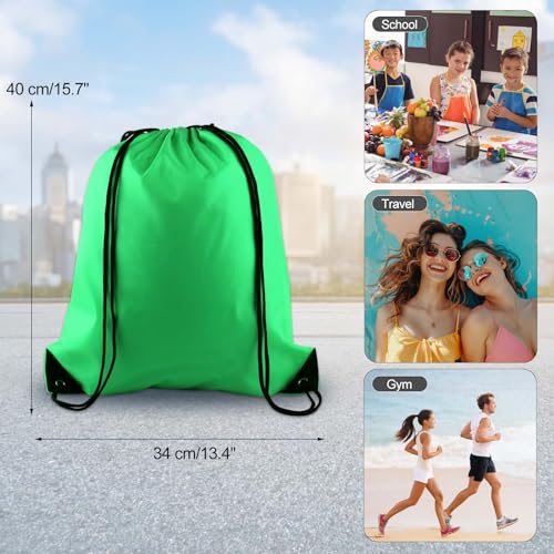 KUUQA 2Pcs Green Drawstring Backpack Bags - color: Green