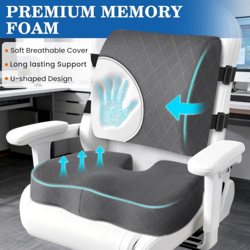 Back&Seat Cushion, Chair Cushions, Lumbar Back Support Pillow, Grey/Large - color: Grey, size: Large