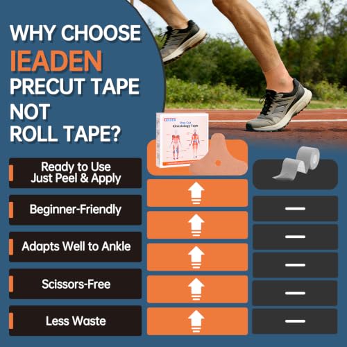 Precut Kinesiology Tape for Ankle, 20 Pcs, Beige - color: Beige