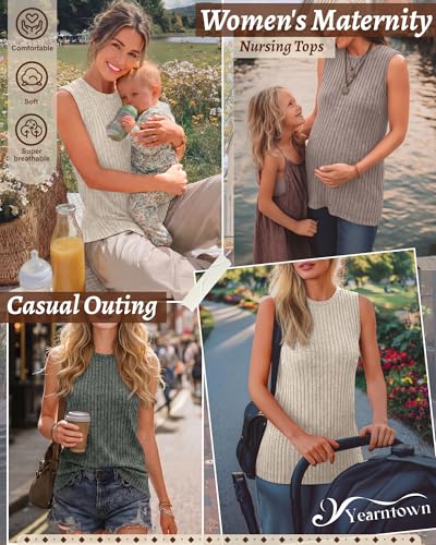 3 Pack Women's Nursing Tank Tops - color: Apricot, Coffee, Army Green, size: X-Large