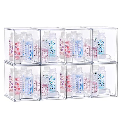 Sorbus Stackable Acrylic Storage Drawers, 8 Pack Clear Plastic Organizer Bins for Baby Bottles, Makeup, Bathroom, Vanity & Kitchen Countertop Organization, Pull-Out Drawer Design for Cabinets & Pantry - size: Tall, style: 8 Pack