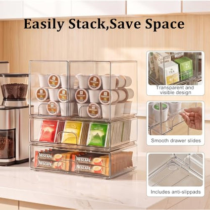 Clear Stackable Storage Drawers: Acrylic Organizer Bins 4 Pack - size: 4 Pack (2 High+2 Wide)