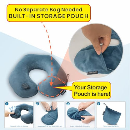 Keemall Inflatable Travel Neck Pillow for Airplane & Long Flights, 2 Pack - color: Deep Grey-2 Pack, size: Medium