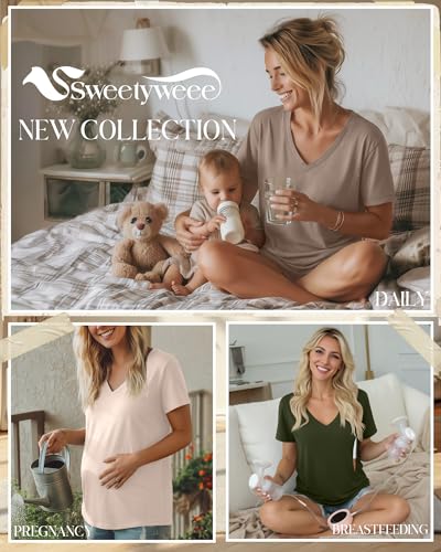 3 Pack Women's Nursing Tops Hidden Zipper - color: Army Green, Cream, Light Khaki, size: Small