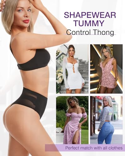 Thong Shapewear Tummy Control Underwear for Women Body Shaper - color: A02# Black, size: Small