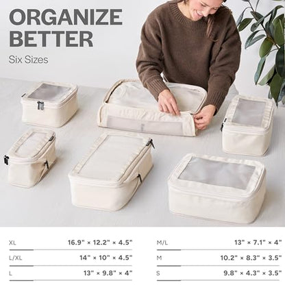 Aerotrunk Compression Packing Cubes for Travel, 6-Pack, Beige - color: Beige, size: 6-Pack