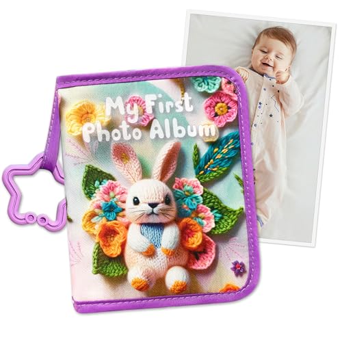 Baby's My First Family Album Baby Photo Albums Soft Photo Cloth Book with Baby-Safe Mirror Holds 17 4x6 Photos for Newborns, Toddlers, Baby Shower - color: A
