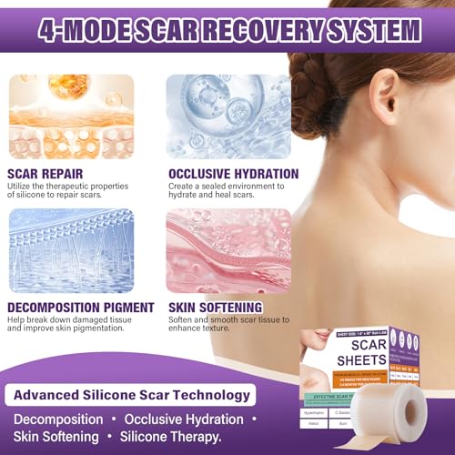 Silicone Scar Sheets, Medical Grade Silicone Scar Tape for Old & New Scars - size: 4M