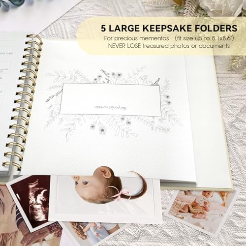 1DOT2 Timeless First 5 Years Keepsake Baby Memory Book for Boy or Girl - color: Beige