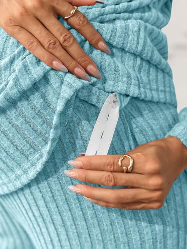 Yousify Womens Maternity Pajamas Sets 2 Piece Outfits - color: Blue, size: Small