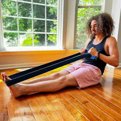 Extra-Wide 2 Inch Cotton Yoga Strap: Stretching, Physical Therapy, Exercise - color: Navy, size: 8 feet