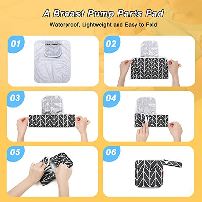Damero Breast Pump Parts Bag, Pumping Bag with Waterproof Mat and Mesh Bag - color: Black Arrow