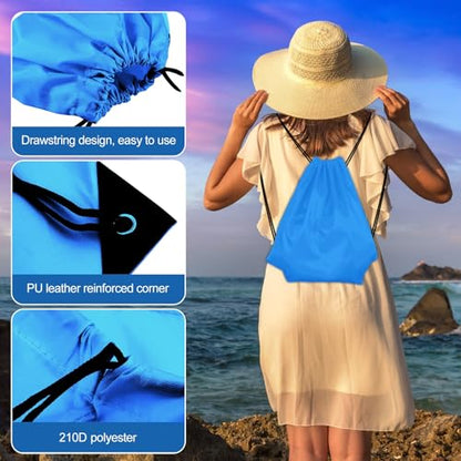 KUUQA 2 Pcs Light Blue Drawstring Backpack - color: Light Blue
