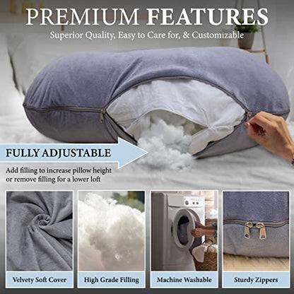 Pregnancy Pillow, Body Pillow, Side Sleeper Pillow, Plush - color: Gray