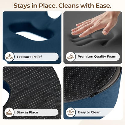 TushGuard Donut Pillow Seat Cushion Memory Foam Lifting Cushions, Blue - color: Blue
