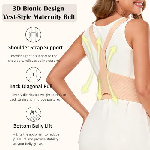 Pregnancy Belly Bands for Pregnant Women, Maternity Pregnancy Support Belt - color: Beige