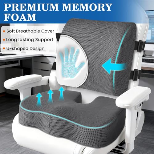 Back&Seat Cushion, Chair Cushions, Lumbar Back Support Pillow, Grey/X-Large - color: Grey, size: X-Large