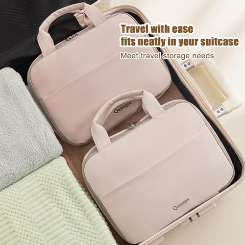 Makeup Bag Hanging Toiletry Bag for Women with Leakproof Compartments - color: Pink