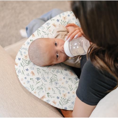 Konssy 2 Pack Nursing Pillow Covers, Soft Stretchy Cover for Breastfeeding - color: Blue Grass, Ice Blue