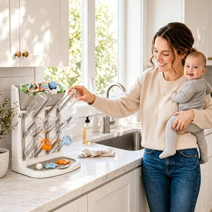 GoMaihe Baby Bottle Drying Rack: Space Saving Vertical Bottle Dryer Holder - color: Beige, size: Upgraded
