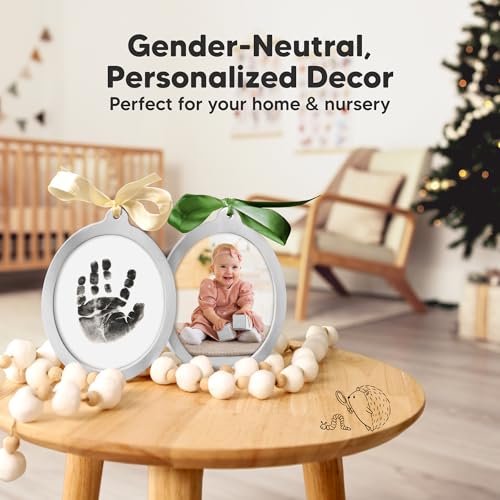 Inkless Baby Hand and Footprint Kit, Two-Sides Ornament (Oval/Silver) - color: Oval/Silver