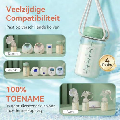 Breast Milk Storage Bottles,10oz Wide Neck Plastic Bottles for Pumping - color: Purple