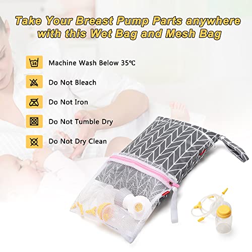 Damero Breast Pump Parts Bag, Pumping Bag with Waterproof Mat and Mesh Bag - color: Gray Arrow