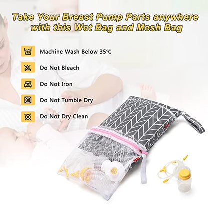 Damero Breast Pump Parts Bag, Pumping Bag with Waterproof Mat and Mesh Bag - color: Gray Arrow